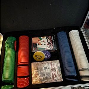 Poker Chip Set with Cards - Red, Green, Blue, White